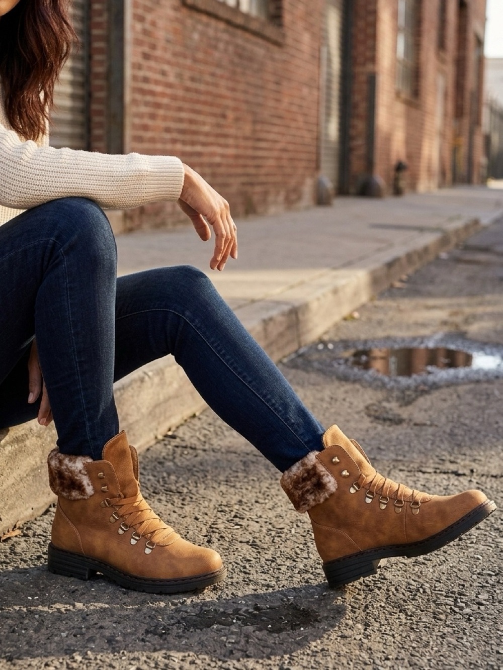 Wanted "Carson" Lace-up Faux Fur Combat Boot